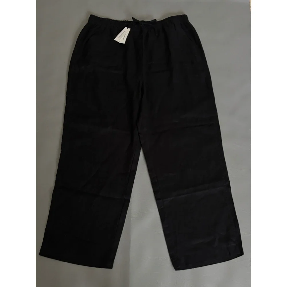 Banana Republic Women's Black Linen Pull On Ankle Pants Size XL 713472